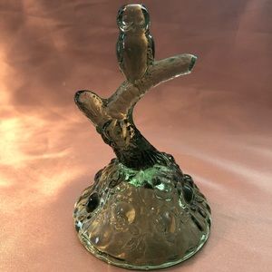 Fenton Clear Green Perched Owl Ringer Holder